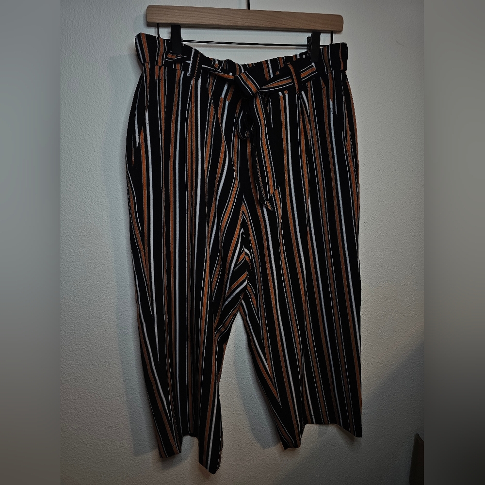 Soho Apparel Black and Orange Striped Pants